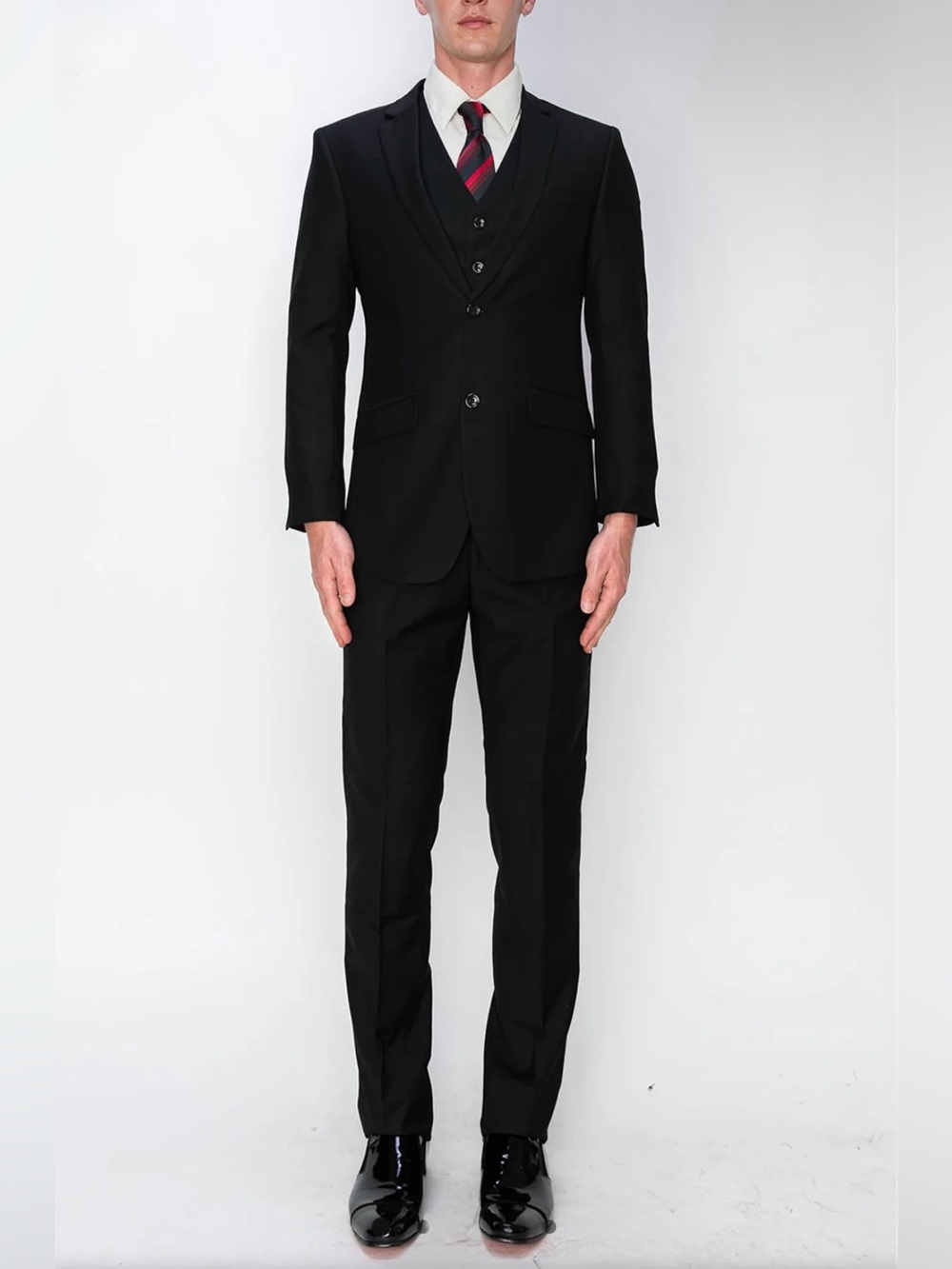 3 Piece Slim Fit Suit- Black.               (874501S)